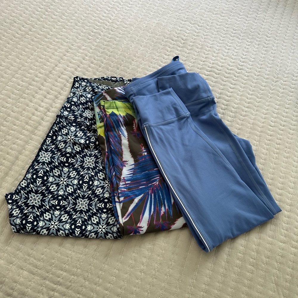 3 leggings GapFit Periwinkle, blues, multi-color Panel Crop 7/8